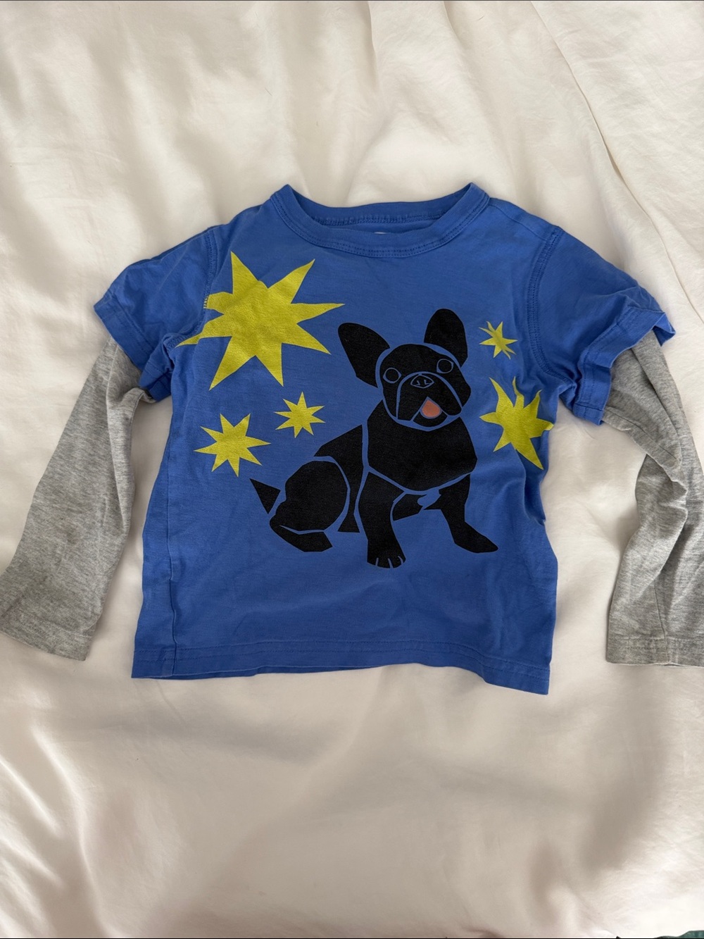 Tea Collection Kids' Blue Long-Sleeve Layered Frenchie Graphic Tee - 4